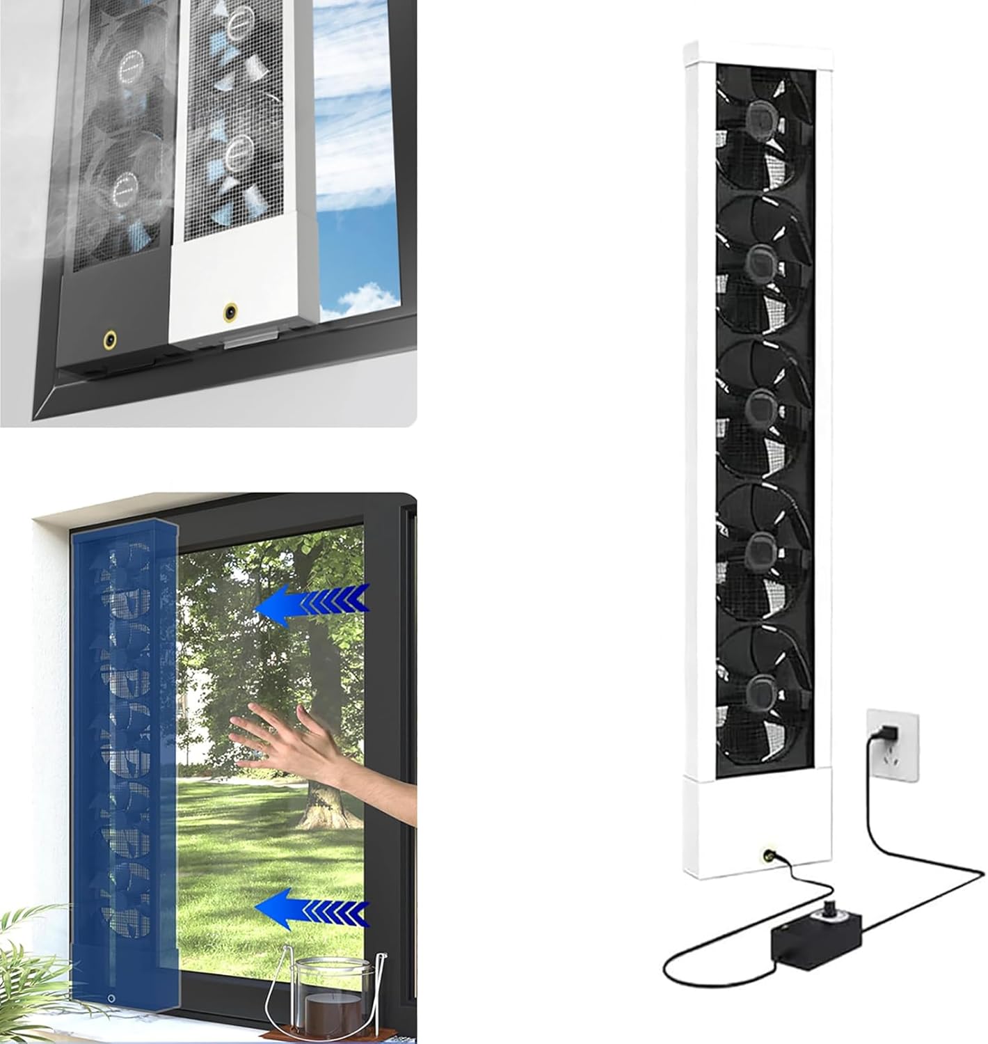 Vertical Window Exhaust Fan for Sliding Windows, Retractable Fan, No Need to Drill Holesembed Ded Installation, Adjustable Wind Speed (White, 27.56-29.53)