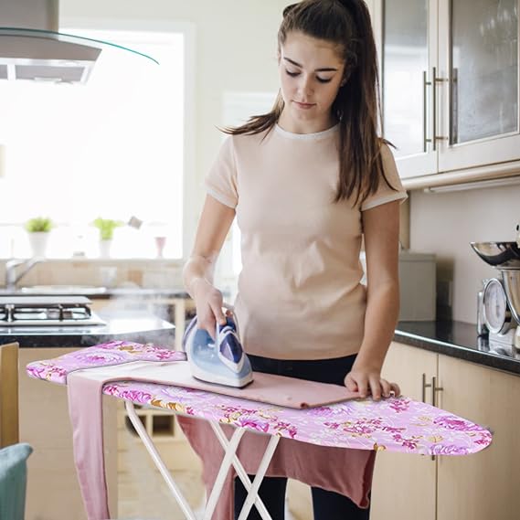 Compact Ironing Board Full Size, Adjustable Folding Standing Mainstays Clothes Iron Table Extra Wide, Wood & Iron Material, Tabla De Planchar Ropa, Mesa Planchar, Pink