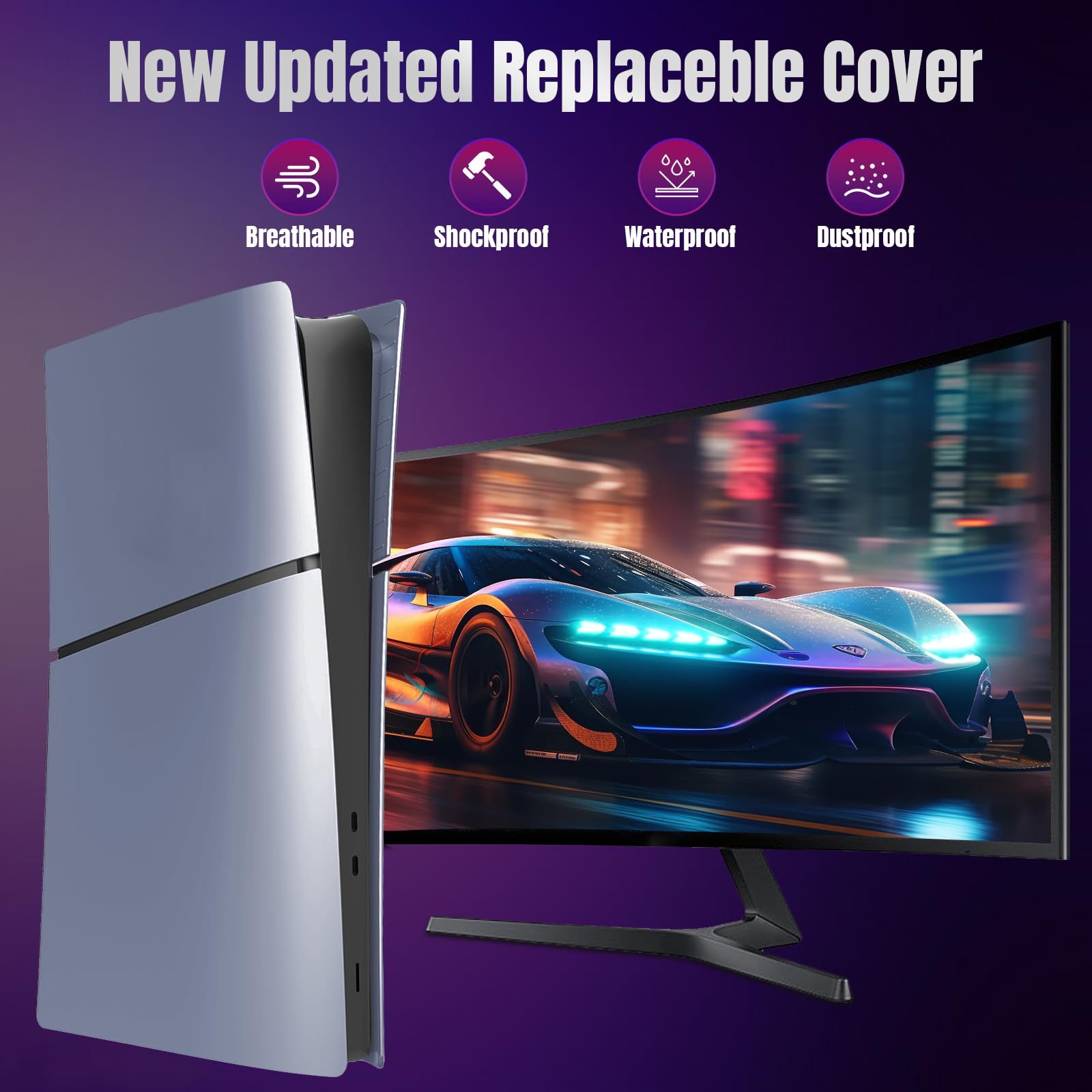 PEYANZ Faceplate Cover Kompatibel mit PlayStation 5 Slim (Digital Edition) - Schützende ABS-Schale, kratzfeste, matte Oberfläche, einfache Installation, inklusive 2 Silikonabdeckungen