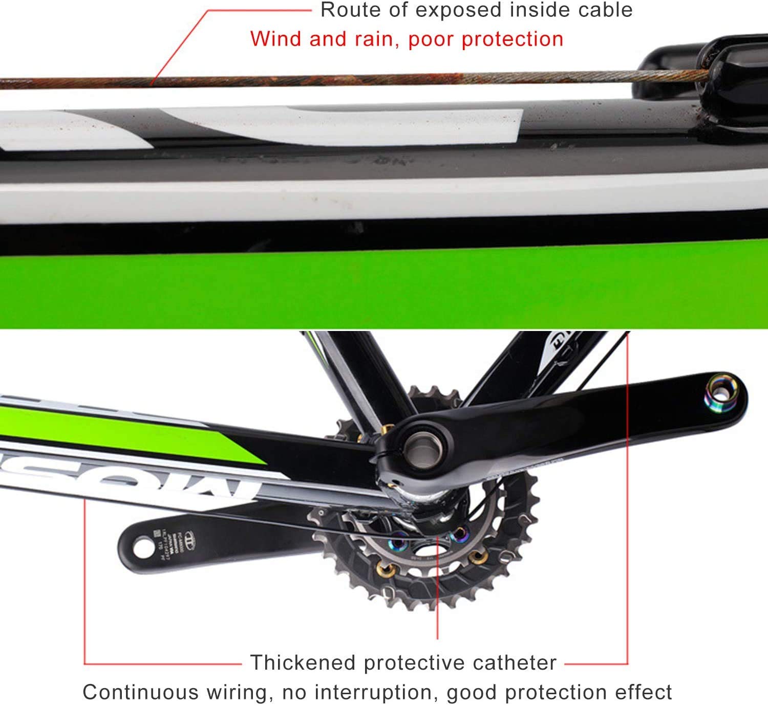 Kit guaina freno bici, CTRICALVER Set cavi bici Sostituzioni cavi freno bici, Cavi freno bici per MTB e bici da strada MTB (Rosso)