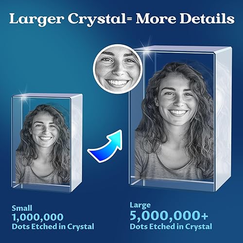 Miniatura 6 de Foto de cristal 3D personalizada, regalos de fotos personalizados e imagen 3D en recuerdo de cristal, vidrio grabado con láser, marcos de fotos