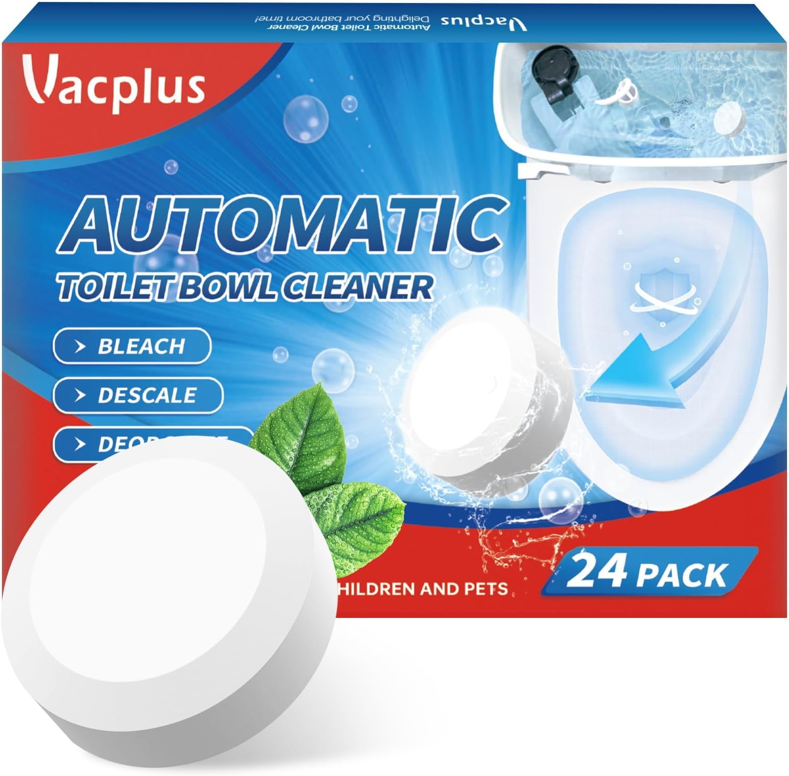 Toilet Bowl Cleaners - 24 PACK, Household Toilet Cleaner, Automatic Toilet Bowl Cleaners with Bleach, Sustained-Release Toilet Tank Cleaners for Deodorizing and Descaling, 1.76 Ounces Each