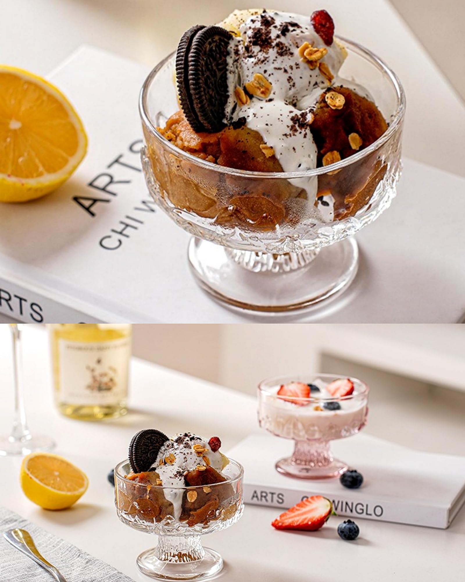 Amazon｜vonghome アイスクリームカップ 透明なガラスボウル