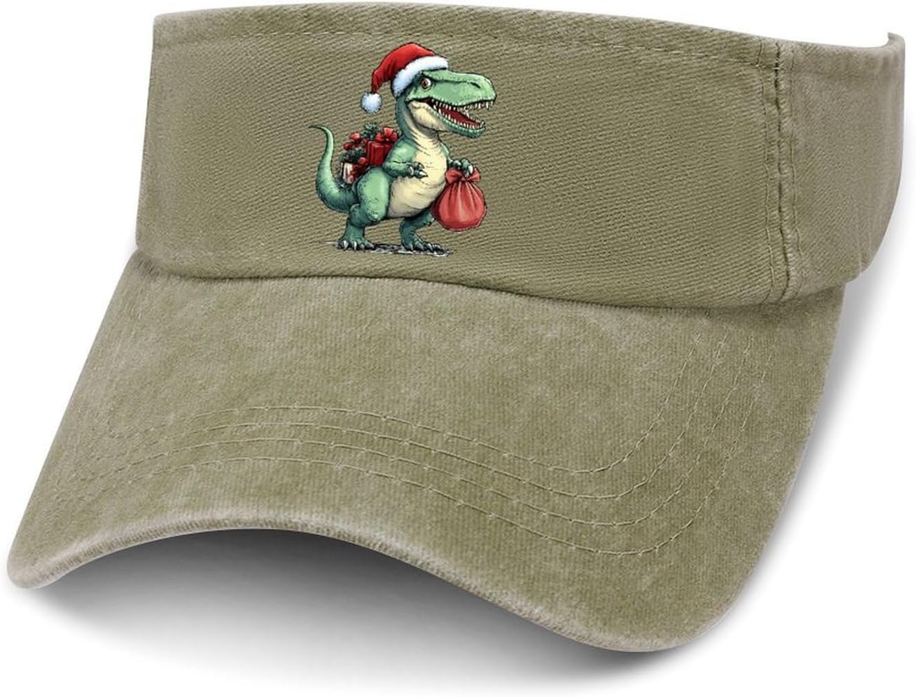 Christmas Dinosaur Sport Sun Visor Hats for Women Men Empty Top Baseball Cap Adjustable Denim Hat