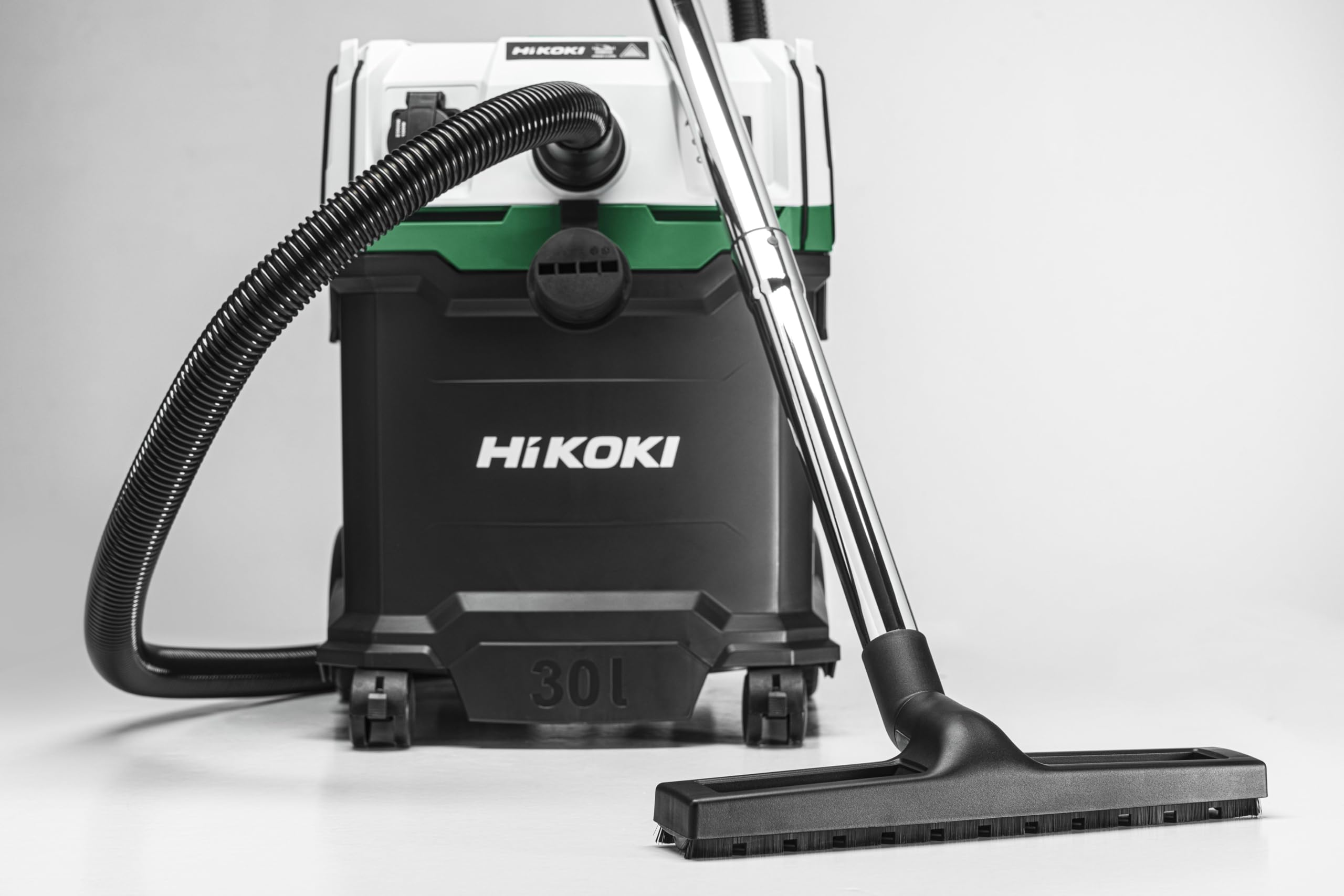 HIKOKI Aspirapolvere a umido e a secco - 1200 W, 30 L, classe M, compatto e leggero, pulizia manuale del filtro, presa per utensili elettrici, antistatico, ideale per cantieri e officine