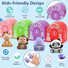 Learning Toys for Toddlers 1 2 3 Year Old Toddlers, 20Pcs Safari Animal Toys, Finger Puppets, Montessori Counting, Matching & Sorting, Christmas Birthday Gifts for Baby Boys Girls Age 12-18 Months