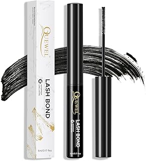 QUEWEL Lash Bond, Black Cluster Eyelash Glue for DIY Eyelash Extensions, DIY Eyelash Cluster Glue, Waterproof DIY Lash Bond Mascara Long Wear, Eye Lash Glue Mascara Self Use at Home