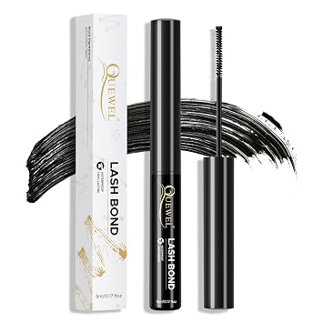QUEWEL Lash Bond Black Cluster Eyelash Glue for DIY Eyelash Extensions, Waterproof Long Wear Mascara