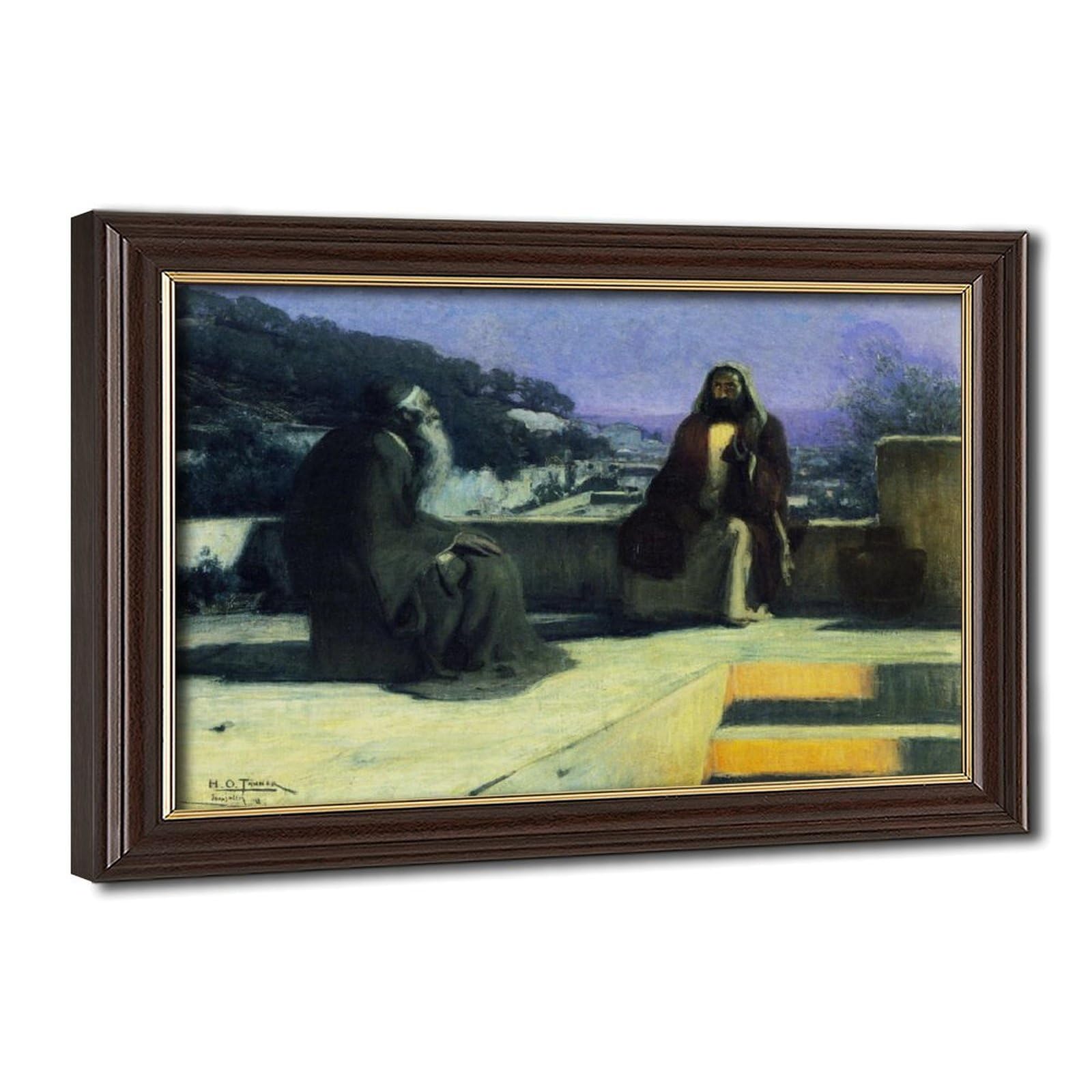 Tableau Henry Ossawa Tanner Nicodemus Visiting Jesus impression toile 61x91cm - 8