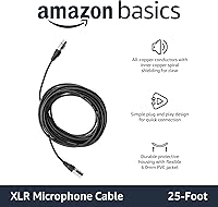 Vista 2 de Yaxa Basics Paquete de 2 cables de micrófono XLR para altavoz o sistema PA, conductores de cobre, revestimiento de PVC de 6 mm, 25 pies