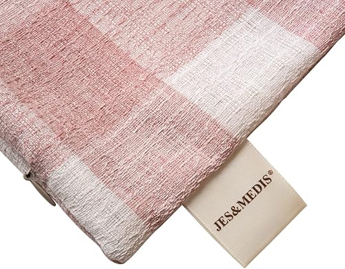 Miniatura 3 de JES&MEDIS Fundas de almohada cuadradas de algodón con patrón a cuadros, 18 x 18 pulgadas, color rosa, juego de 2, sin relleno de almohada