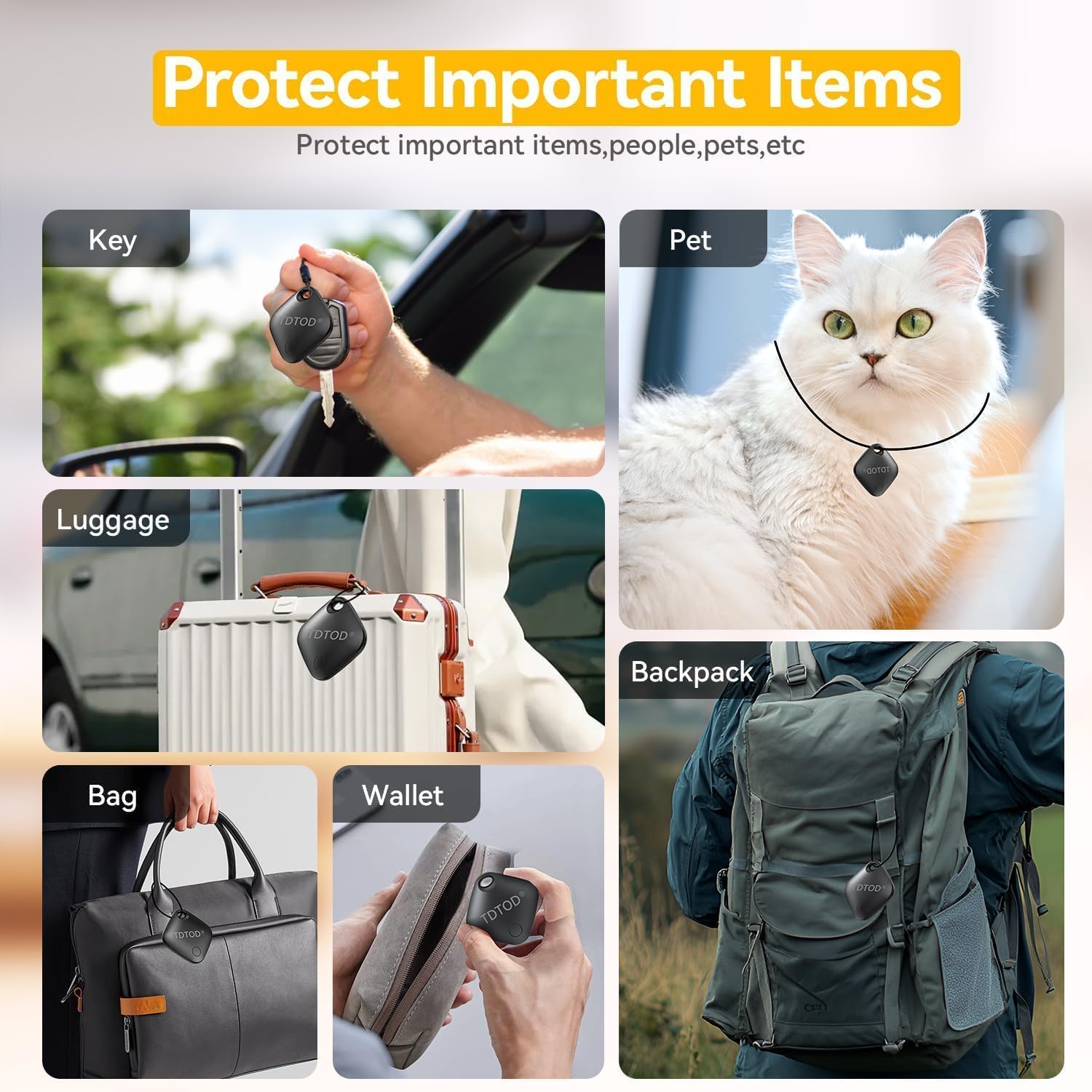 Tracker Tag Android GPS Localizzatore Bluetooth per Chiavi Bagagli (nero)