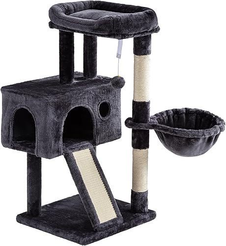 Miniatura 7 de IMUsee Árbol para gatos de 36 pulgadas con postes rascadores de sisal, tabla de rascar, bola de felpa y casa media, muebles de torre para gatos,