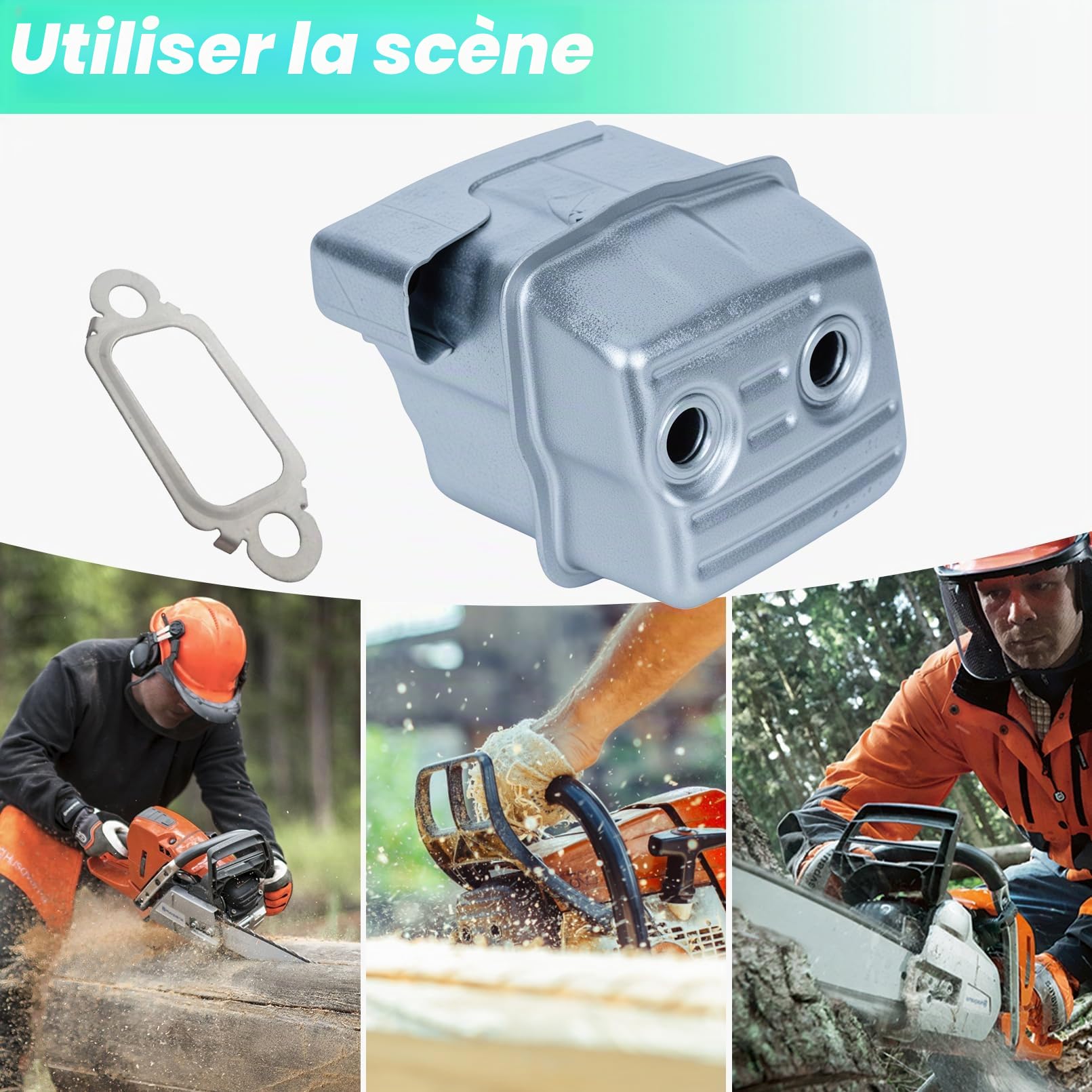 ADEFOL Kit de Silencieux Échappement avec Joint pour STIHL MS271, MS291, 1141 140 0611, 1141 140 0608