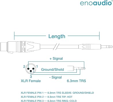 enoaudio Mogami 2534 Quad Studio Reference Cable Balanced | Neutrik XLR female – 6.3mm TRS | HiFi - 0.5 m