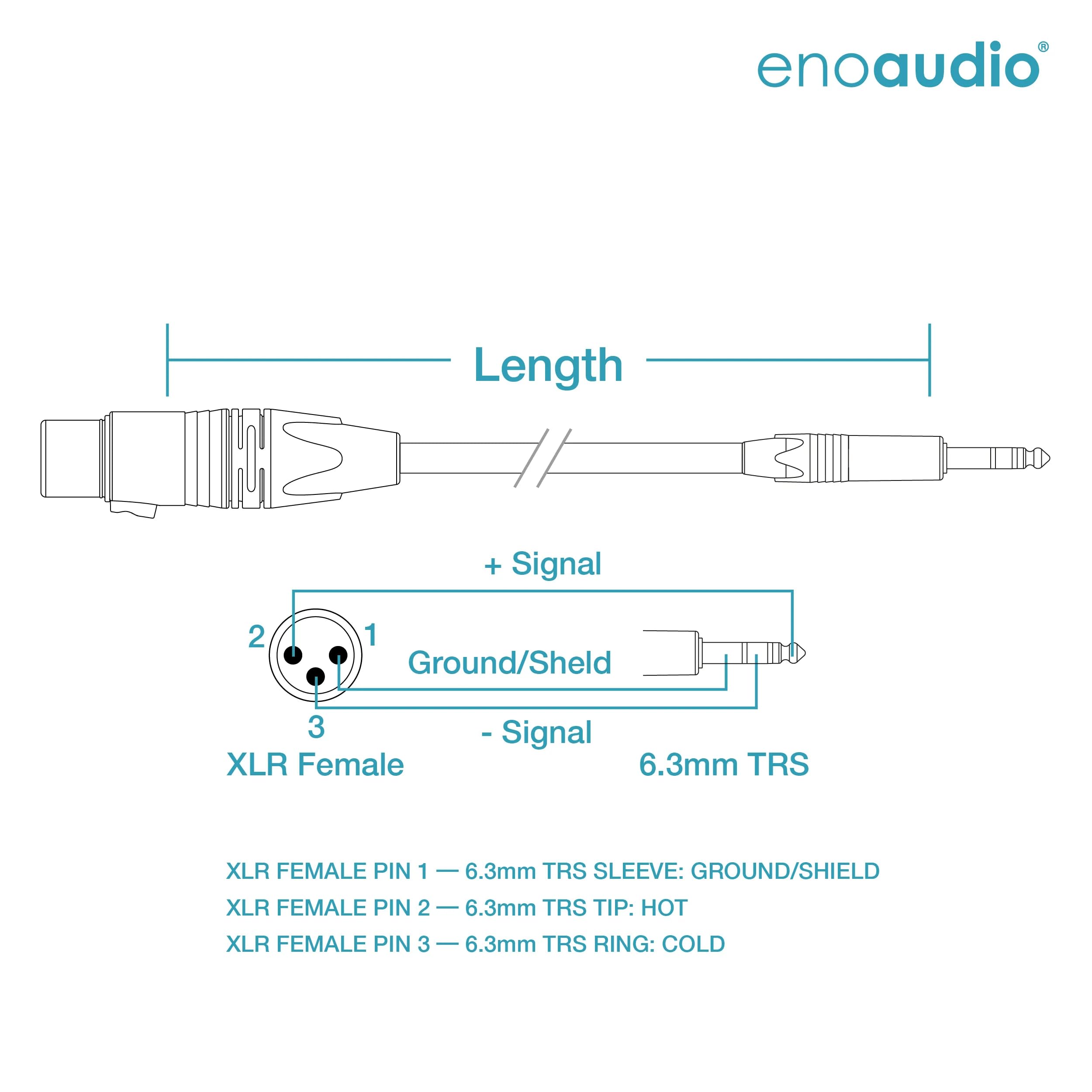 enoaudio Mogami 2534 Quad profesional Cable balanceado | Neutrik XLR hembra – 6,3mm TRS | HiFi - 1,0 m