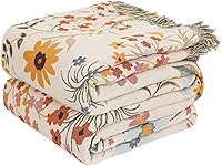 Vista 88 de Cobija para cama de estilo bohemio, 100 % algodón, ultra suave, edredón rústico, cobija de otoño, estampado floral, decoración de granja, cobija