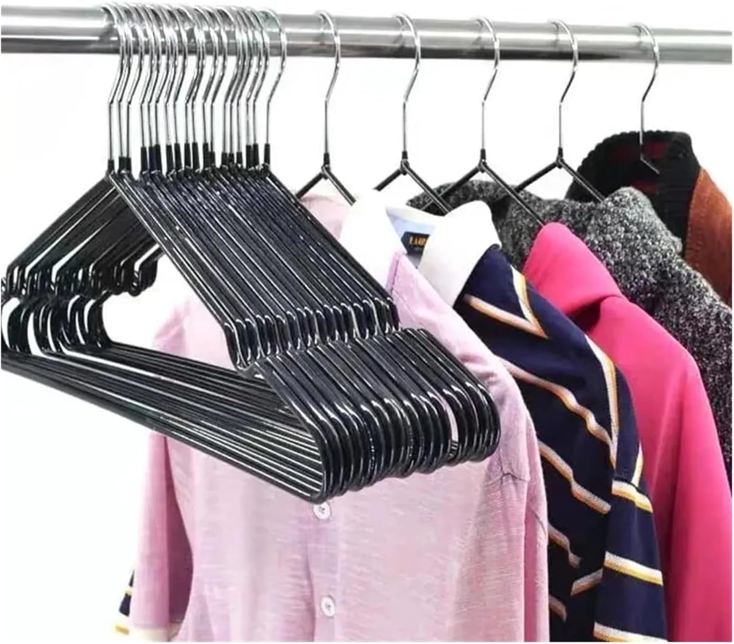 10pcs Non Slip Coated Metal Suit Coat Hangers Clothes Shirt Jacket Hanger with Round Notches for Dress