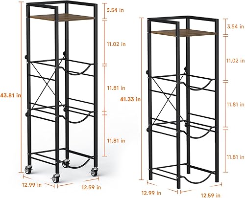 Miniatura 6 de Soporte para jarra de agua de 5 galones con ruedas, dispensador de jarra de agua de 5 galones, soporte de 4 niveles con mesa de madera, soporte para