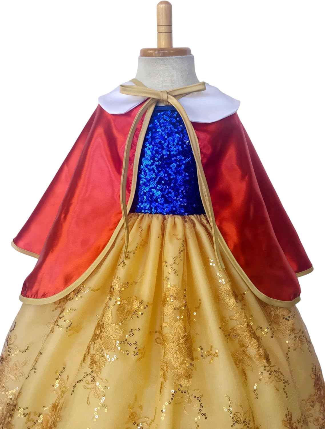 Blue Mini Sequin Keyhole Gold Embroidery Snow White Inspired Halloween Costume Dress Junior