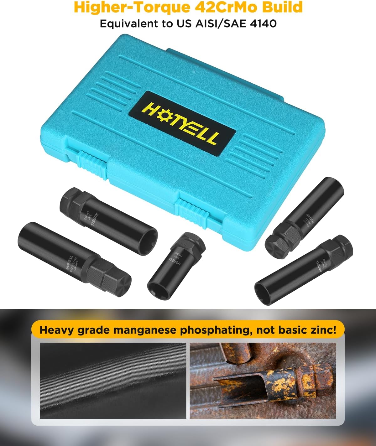 Spline Lug Nut Socket Set, 12-Piece Wheel Lock Removal Tool Kit, Universal 5/6/7/10/12 Spline Locking Lug Nut Master Keys, Cr-Mo Tire & Wheel Tools for Aftermarket Axle Nut