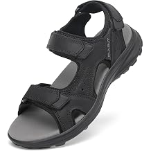 FLARUT Mens Athletic Sandals Sport Outdoor Hiking Sandals Open Toe Leather Walking Sandals Beach Water Shoes