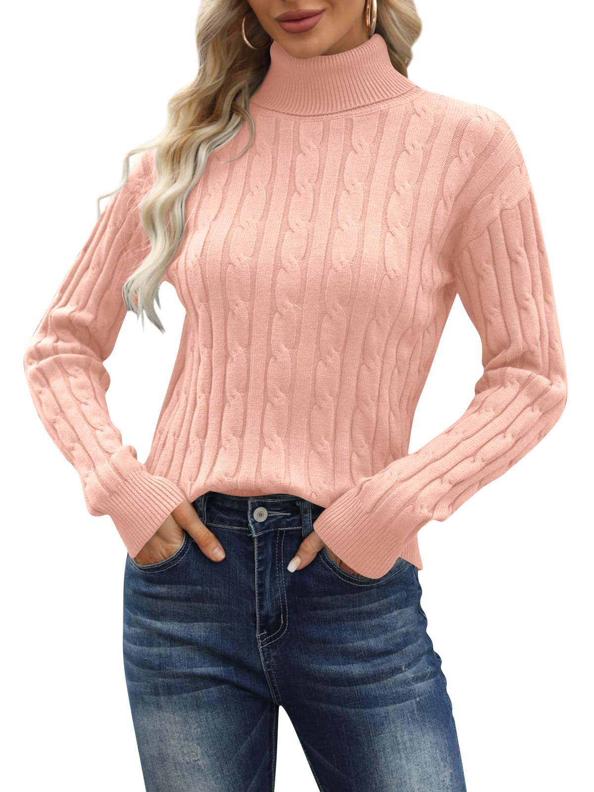 Maglione da donna con classico maglione invernale, girocollo, elegante, a maniche lunghe, caldo