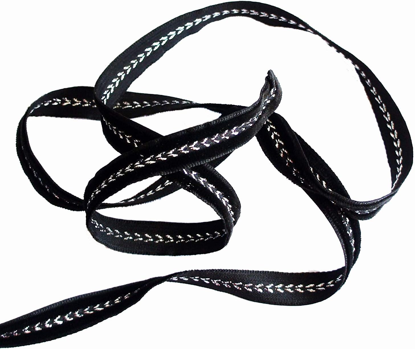 Elegant Black and Silver Craft DIY Party Ribbon Trim - Assorted Width and Styles (NO.FBS02 Velvet 10mmx20m)