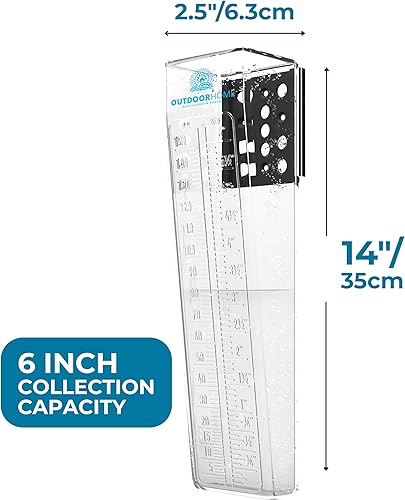 Miniatura 7 de Pluviómetro 6 pulgadas deluxe, exacto, profesional, lectura fácil con escala doble, de Outdoor Home. Pluviómetros para exterior de montaje perfecto,
