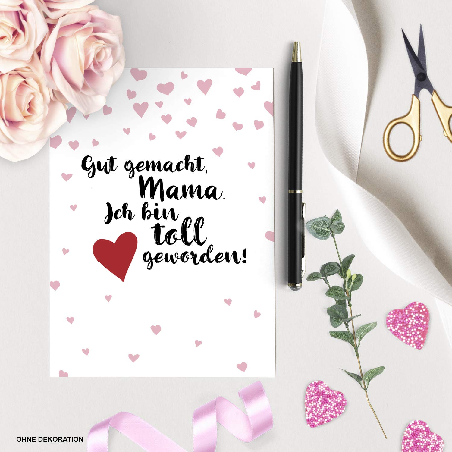 Muttertagskarte Mit Spruch – Postkarte Mit Umschlag, Rückseite Frei, Made In Germany