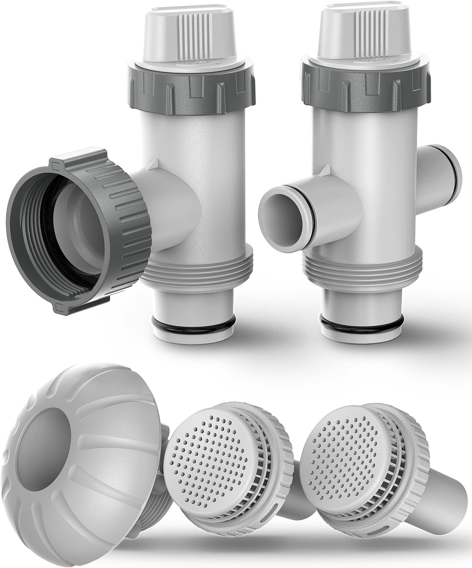 POOLHACKER Above Ground Pool Parts, Pools Replacement Parts for Plunger Valve, Inlet and Outlet Ports Replacement Part Kit, Pool Accessories and Parts