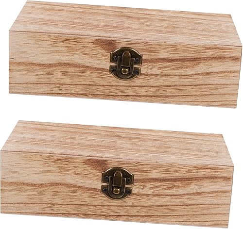 1 juego de cajas de embalaje de madera retro, cajas de almacenamiento decorativas oblongas creativas con tapas para recuerdos, joyería y decoración