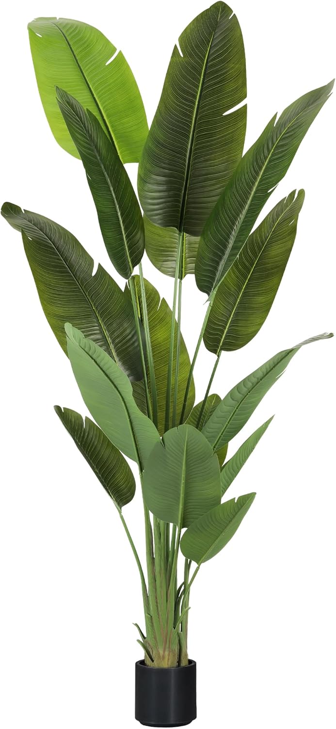 Size  7.2Ft Large Artificial Trees Size  7.2Ft Silk Bird of Paradise Big Tall Fake Plants Faux Green Silk Floor Potted Plants for Home Living Room Office Decor Indoor Outdoor…