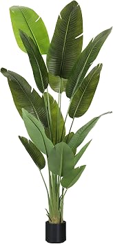 Large Artificial Trees 7.2Ft Silk Bird of Paradise Big Tall Fake Plants Faux Green Silk Floor Potted Plants for Home Living Room Office Decor Indoor Outdoor...