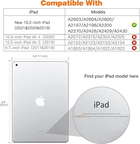 Miniatura 2 de MoKo Funda para iPad 10.2, iPad de 9 generación 2021, iPad de 8 generación 2020, iPad de 7 generación 2019, funda inteligente delgada con soporte