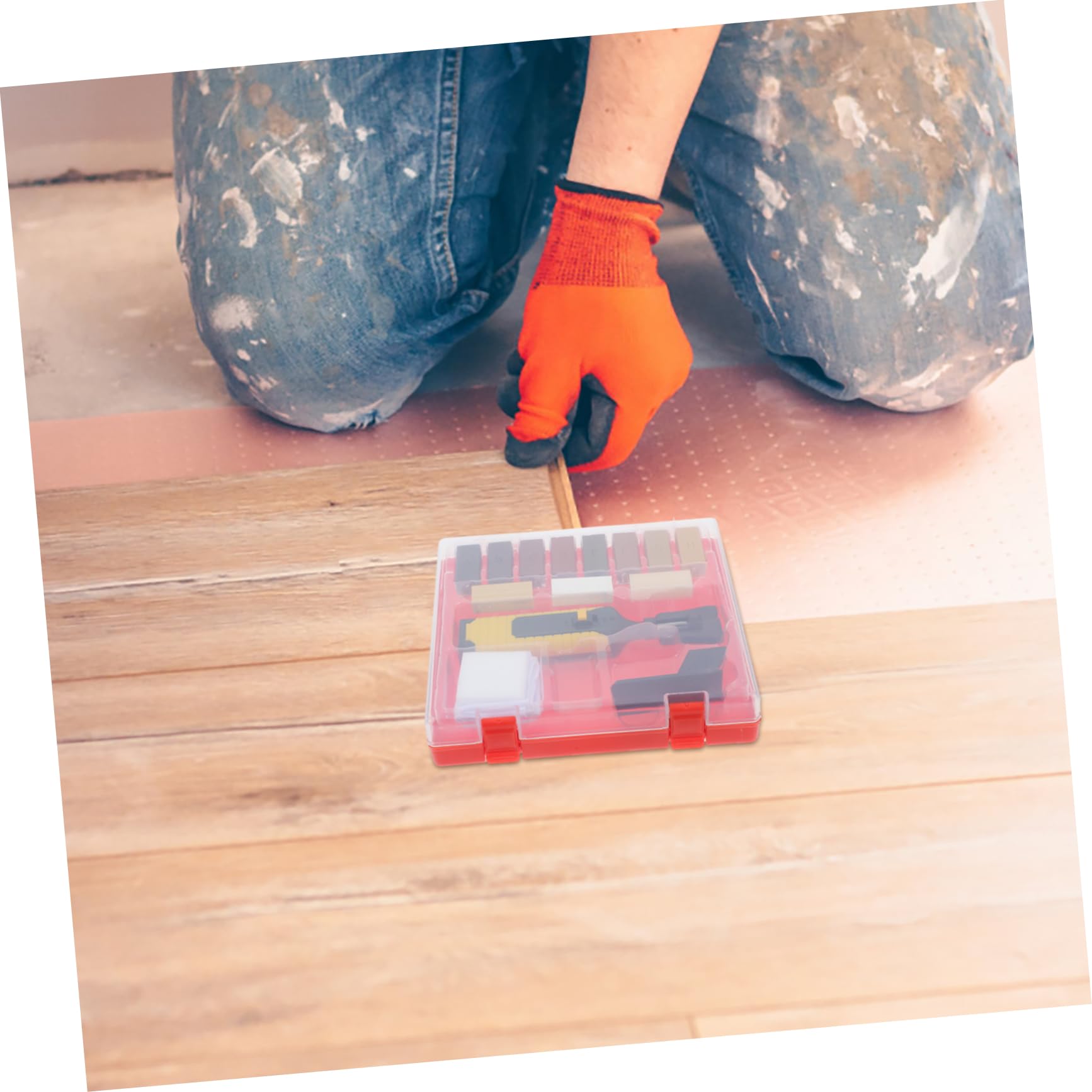 Lurrose Kit Reparación Madera para Pisos y Muebles, Reparación de Rayones y Grietas, con Cera, Resina, Esponja y Pen Eléctrica para Hogar