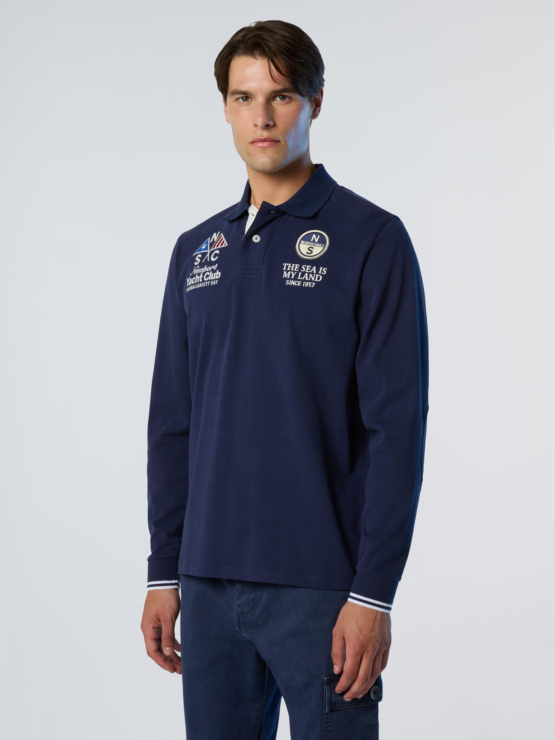 NORTH SAILS Polo Uomo a Maniche Lunghe Archive in Jersey di Cotone Organico