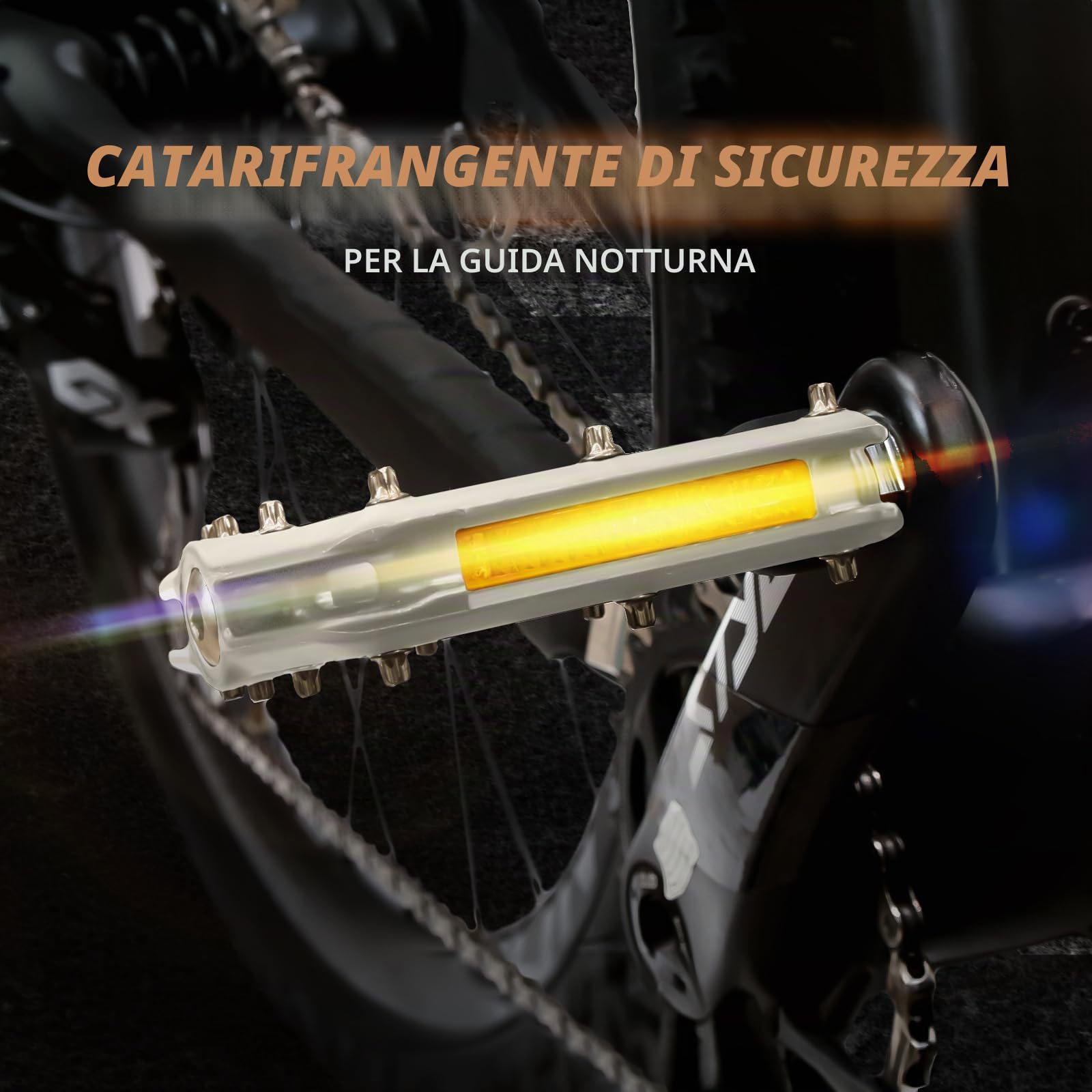 IMPALAPRO - Pedali per Bicicletta con Riflettenti in Fibra di Nylon con Cuscinetto Sigillato 9/16" - Pedale MTB Flat - Pedali BMX - Pedali Flat Gravel - Pedali City Bike con Riflettori