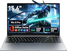 15,6" Ordinateur portable Win11 Pro avec 12 Go de RAM,SSD 256 Go,MS Office 365,écran 100 % sRGB,processeur N4000, Wi-Fi 5 double bande,Bluetooth 4.2, USB-A, HDMI, écran FHD 1920 x 1080 (N4000 12+256)