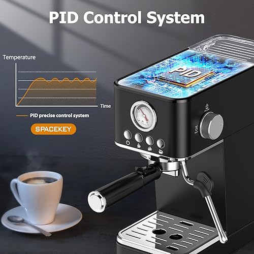 Miniatura 3 de Spacekey Máquina de café expreso con espumador de leche, máquina de café espresso profesional de 20 bares, máquinas de café espresso semiautomáticas