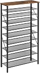 MAHANCRIS 8 Organisateur Tier Shoe Rack pour le placard, tient 28-32 paires, étagère de rangement en métal Tall pour chambre d'entrée, rack autoportant robuste Space Sauvetage, Grande Capacité, Rustique Brown