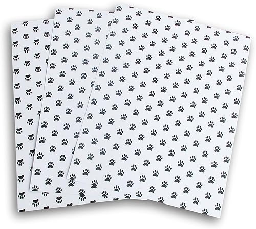 Scrapbook - Paquete de papel para manualidades, 3 hojas estampadas (8.5 x 11 pulgadas) (huellas de patas en blanco)