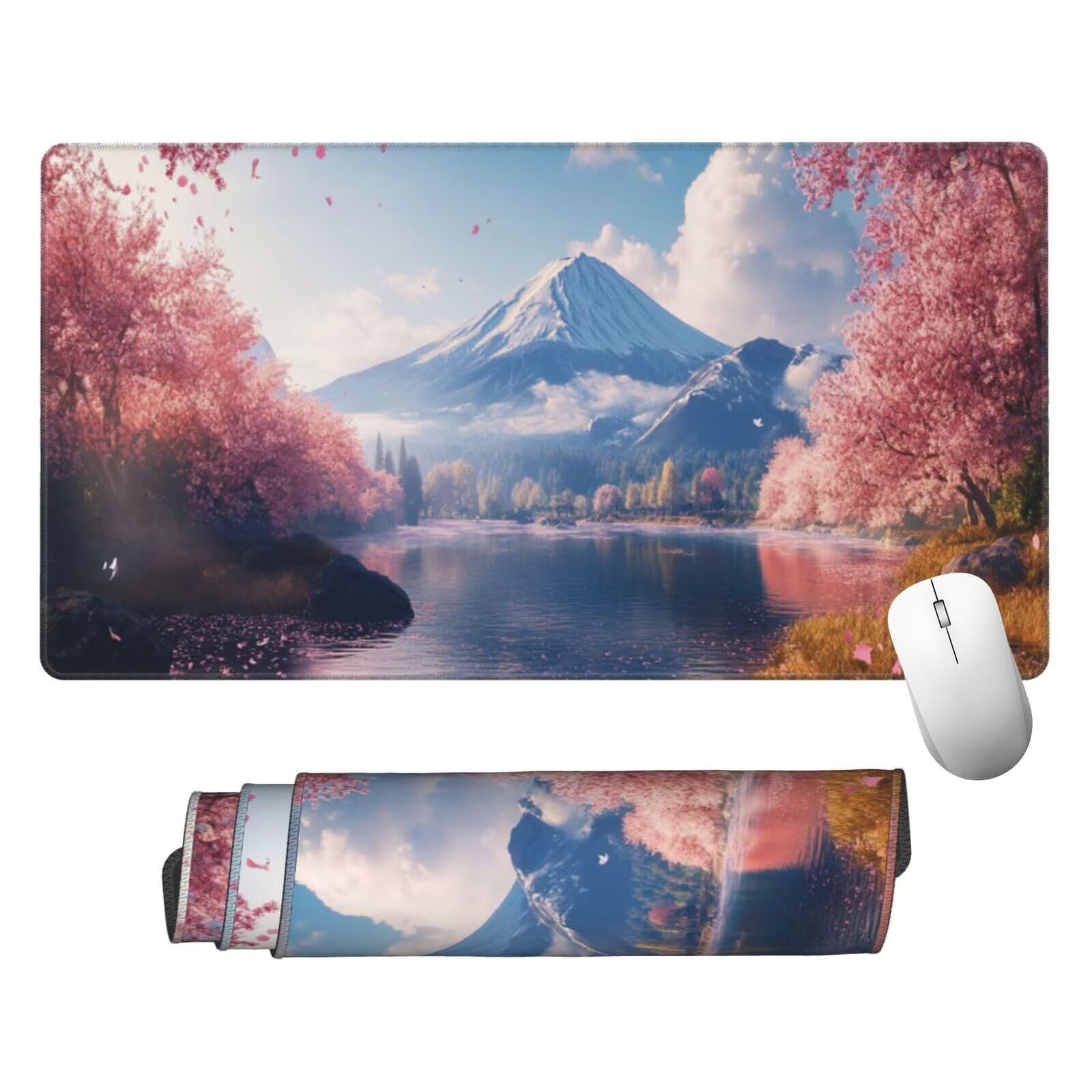 Różowa podkładka pod mysz XXL krajobraz mata na biurko 1600 x 800 x 3 mm zmywalna podkładka do gier na laptopa, z antypoślizgową gumową podstawą do gier, PC, pracowników biurowych Y1067