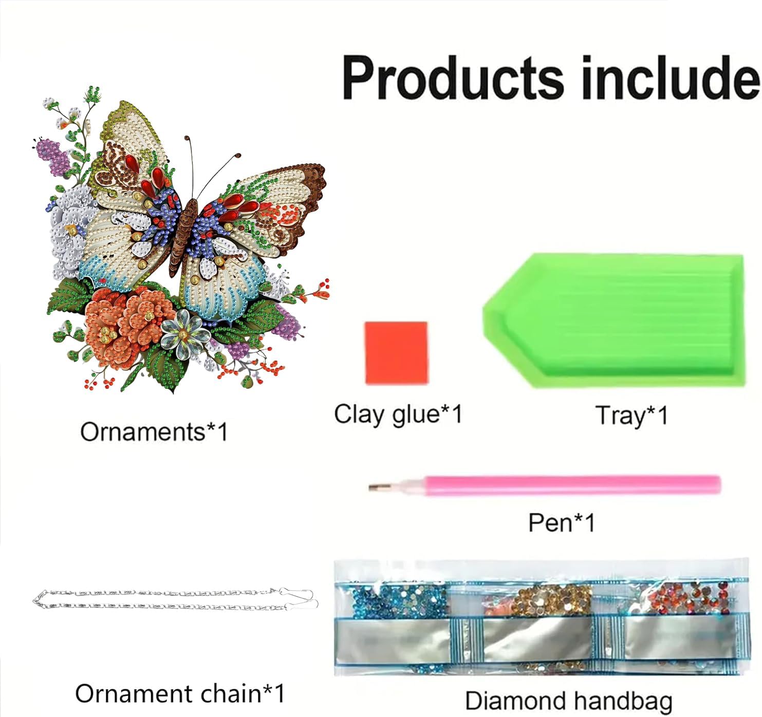 STGLCR Butterfly Diamond Art Hanging Kits for Adults, Flower Diamond Art Suncatchers, 5D Special Shape Diamond Painting Pendant Window Ornament Gifts for Home Garden Door Wall Decor image 2