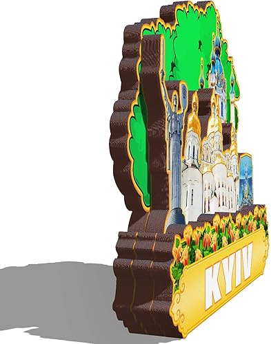 Miniatura 2 de Imán de madera de Kiev Ucrania 3D para nevera, recuerdos coleccionables, decoración hecha a mano, artesanías 4