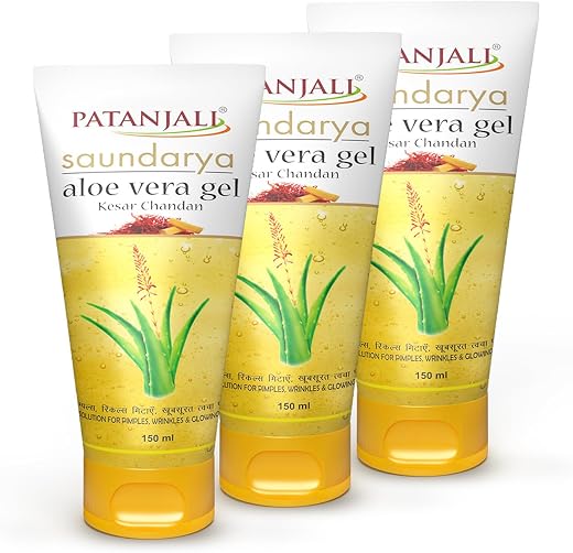 Patanjali Saundarya Aloe Vera Gel Kesar Chandan, for Skin Hydration and Nourishment with Natural Aloe Vera Extract 150ml (...