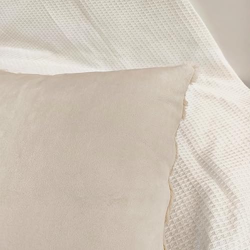 Miniatura 3 de Juego de 2 fundas de cojín de lana sintética de 18 x 18 pulgadas, fundas de cojín de terciopelo suave y corto de felpa corta para sofá, fundas de