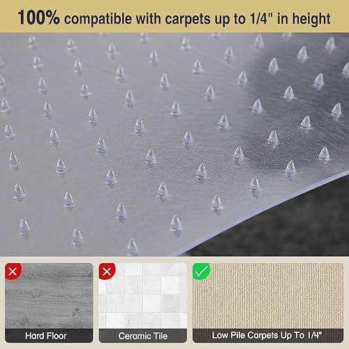 Miniatura 2 de Tapete de 36 x 48 pulgadas para silla de oficina, tapete transparente para silla de escritorio para alfombra de pelo mediobajo, tapetes resistentes