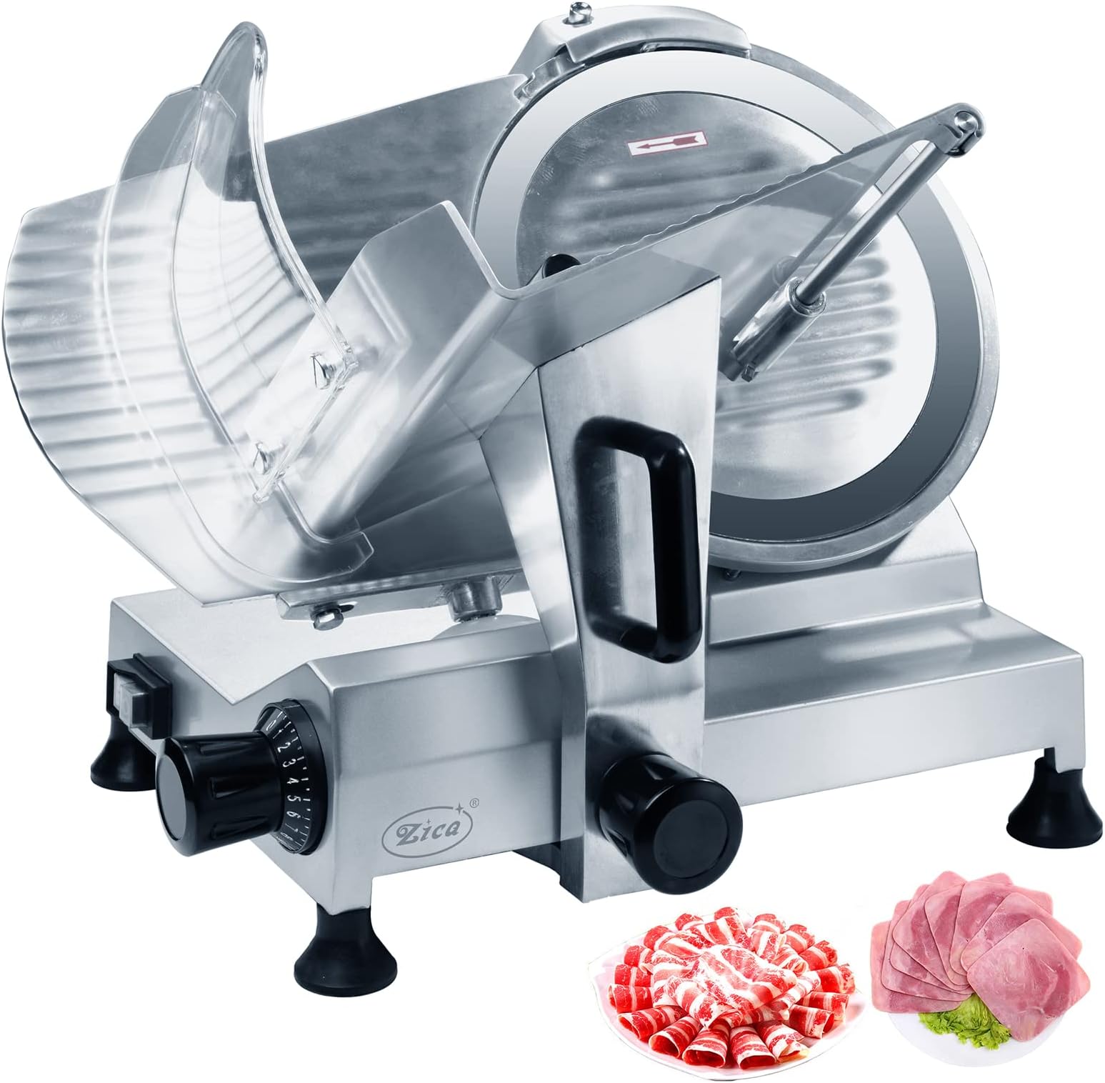 12" Commercial Meat Slicer, Stainless Steel Blade Electric Deli Meat Cheese Food Ham Slicer Commercial and for Home use 370W Zica [ETL]