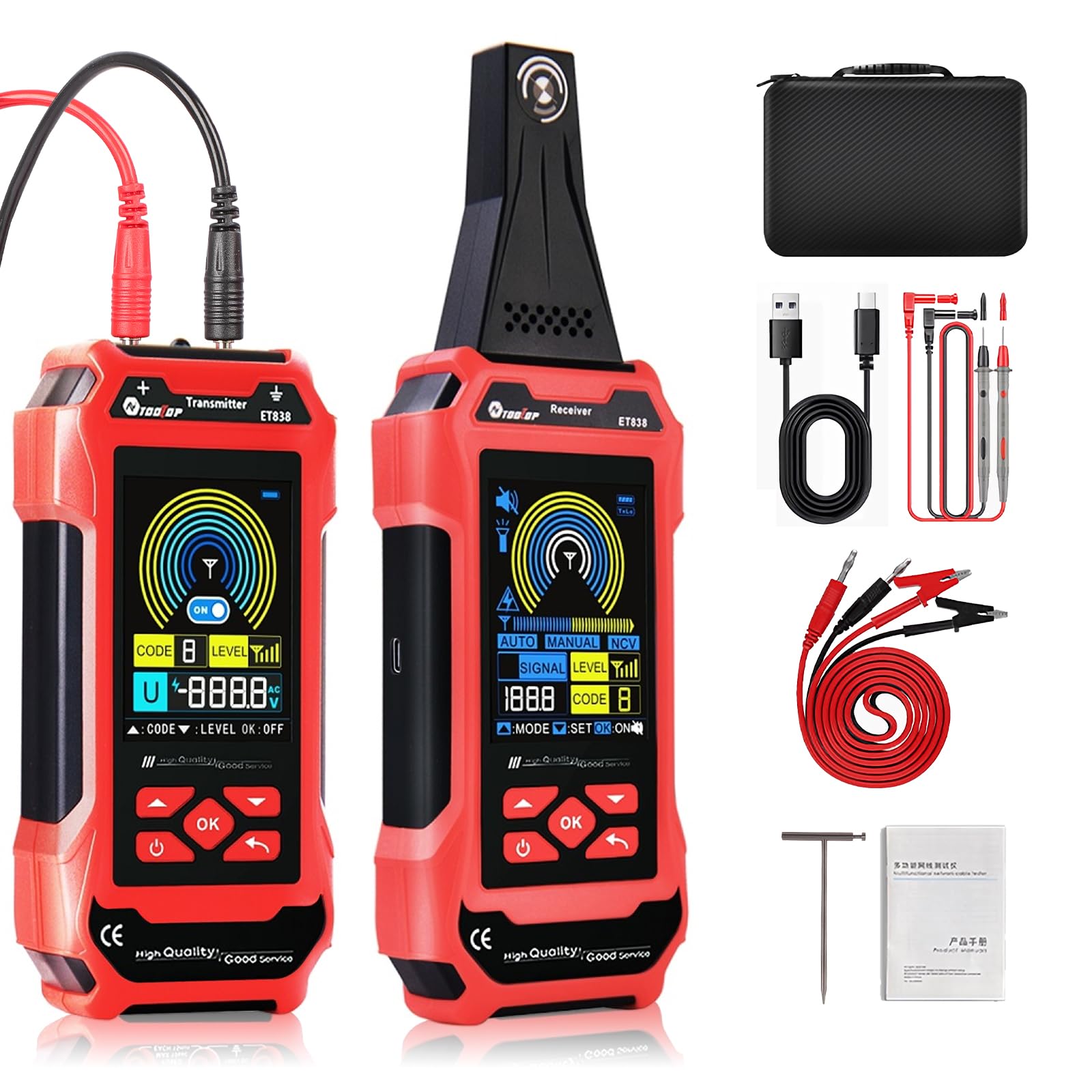 Localizzatore di cavi ET836 per interruzioni: sistema professionale di localizzazione di cavi interrati e a parete - Rilevatore di interruzioni,Multifunctional Line Finder Multimeter
